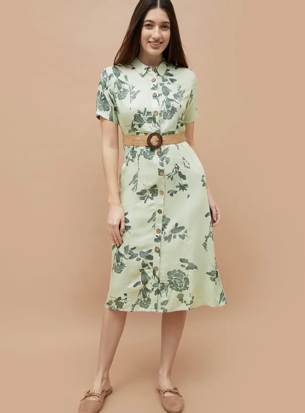FAME FOREVER Floral Print Shirt Dress